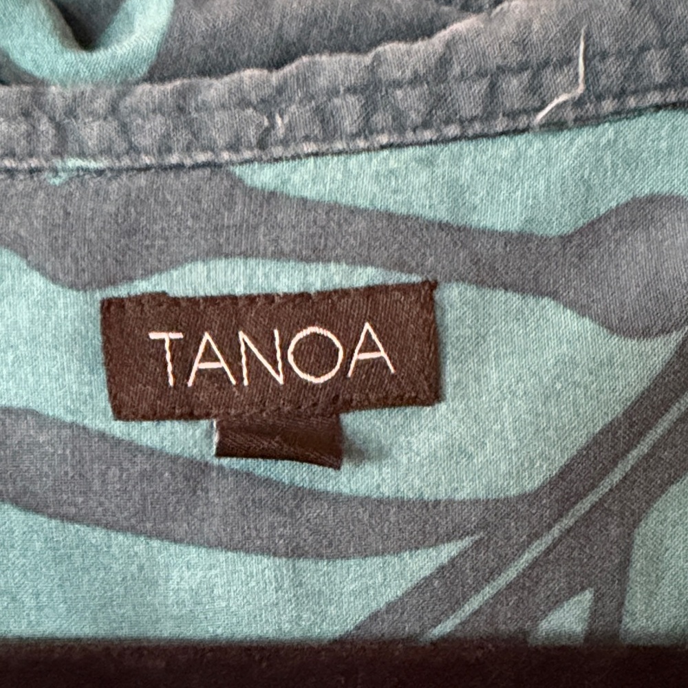 TANCO Teal Blue Tropical Print Button-Front Dress - Picture 4 of 6